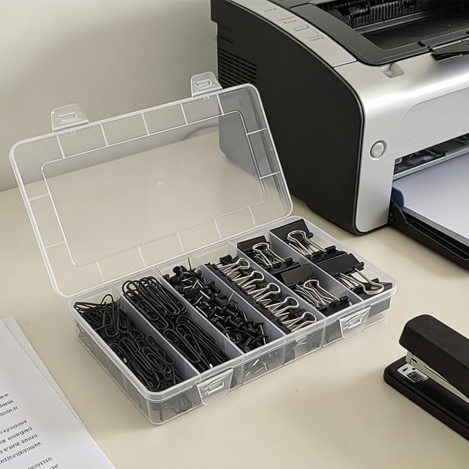 282 Pcs Black Office Clips Set Binder Clips and Paper Clips Push Pin Colored Assorted Sizes Small Medium Large for Home School Office Supplies
