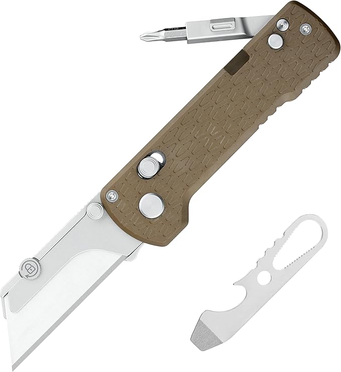 OKNIFE U1 Pro Multitool Folding Utility Knife with Folding Screwdriver, Quick Change Blade, Rail Lock & Pocket Clip for Men Women (PEEK)