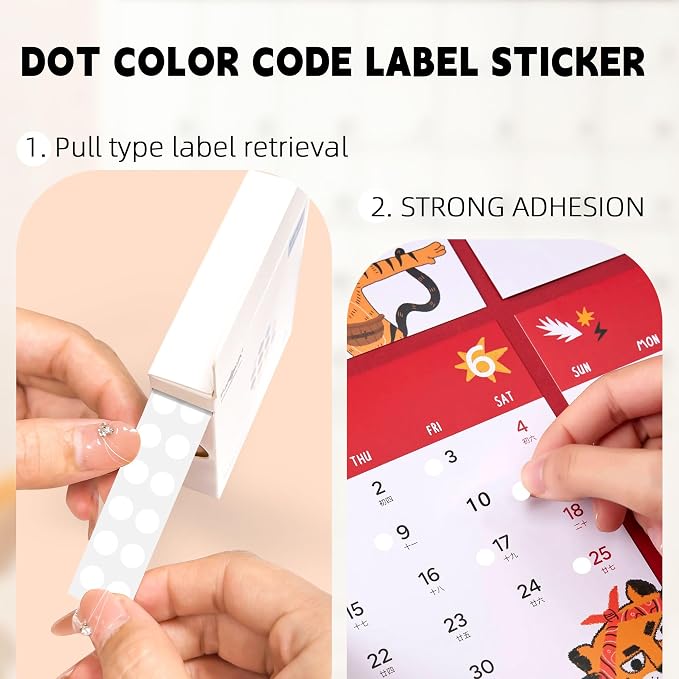 PARLAIM 1/4 Inch Circle Sticker Labels,1000 Stickers Round Color Coding Circle Dots Stickers, Adhesive Roll Dot Label for Inventory Organize, File Classification (White)
