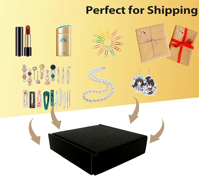 Small Shipping Boxes 4x4x1, Set of 25, Black Corrugated Cardboard Box (YD441-25BK)