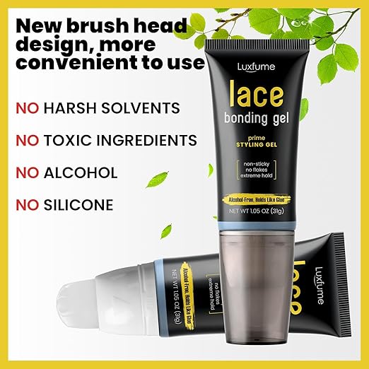Lace Bonding Gel,Wig Glue Lace Glue,New Brush Head Design,Invisible & Skin-Friendly Formula,Bold Hold Lace Glue for Wigs,Temporary Daily Hold for Lace Front Wigs and Hair,for Women & Men