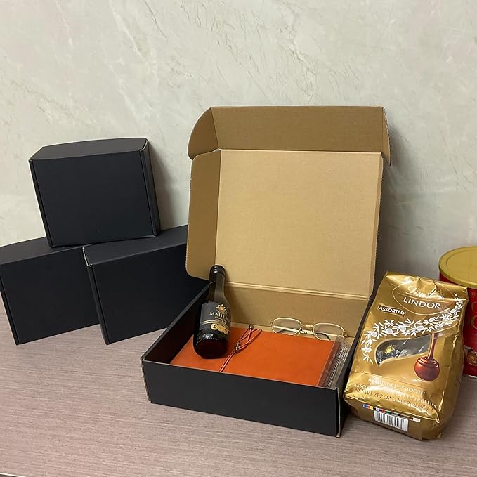 24 Pack 11x9x3 inch Black Shipping Boxes ，Cardboard Packaging Boxes for Mailing Shipping Corrugated Cardboard Boxes for Packaging Small Business Craft Flat Shipping Boxes Empty Gifts Giving Products