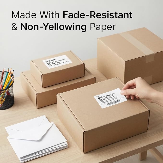 2 1/3" X 3 3/8" Matte White Printable Labels (30 Sheets, 240 Stickers) Name Tag Stickers, Address and Shipping Labels for Laser & Inkjet Printers - Spartan Industrial Template R013