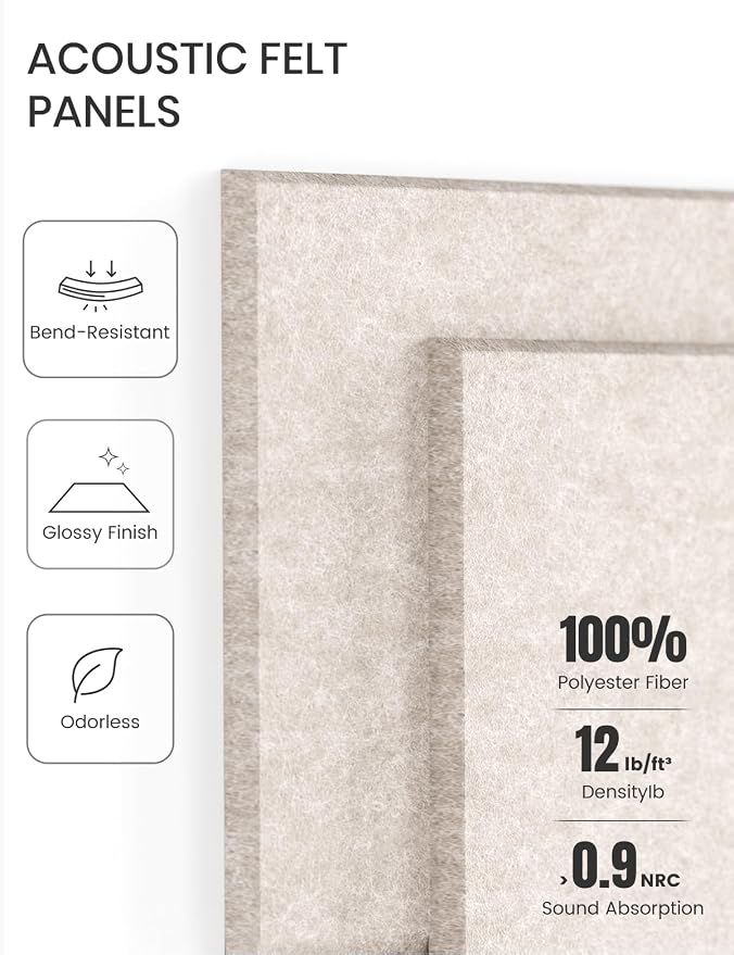 Fluxynara Felt Bulletin Board & Cork Board Alternative, Oatmeal | 36" x 24" Pin board, Removable Adhesive Tabs, Easy Install Without Wall Damage, For Home Office Decor