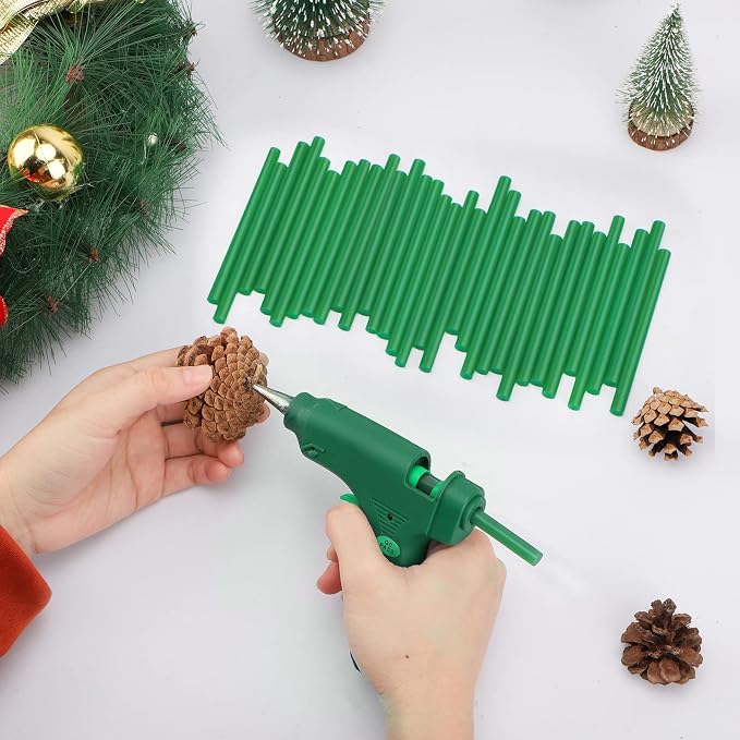 Small Hot Glue Sticks Green, 36 Pack Hot Melt Glue Sticks Colored, Adhesive Craft Glue Sticks for Fabric Wood DIY Painting Decoration Waxing, Mini Size 4" Long x 0.27" Dia