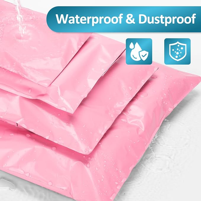 UCGOU 60 Pack Not Padded Light Pink Poly Mailer Variety Pack, 6x9 Inch & 9x12 Inch & 10x13 Inch & 12x15.5 Inch & 14.5x19 Inch Mailing Bag, Self-sealing Adhesive Mailer Assorted Size for Small Business