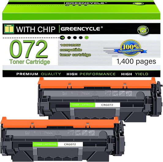 greencycle 2 Pack 072 CRG072 Black Compatible Toner Cartridge Replacement for Canon 072 Use with imageCLASS MF284dw MF287dw MF280 LBP170 LBP172dw MF289dw Series Printer