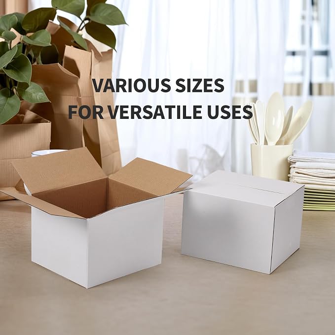 7x6x5 Shipping Boxes Set of 40, White Kraft Corrugated Cardboard Small Business Boxes Mailers for Packaging, Packing