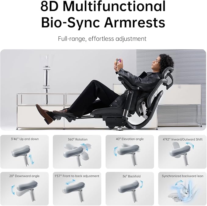 SIHOO Doro C300 Pro V2 Ergonomic Office Chair with Footrest, 2 Packs, Black | Full-Body Adaptive Support, 8D Armrests & Breathable Mesh, Comfy High Back Computer Desk Chair for Long Hours, 135° Recline