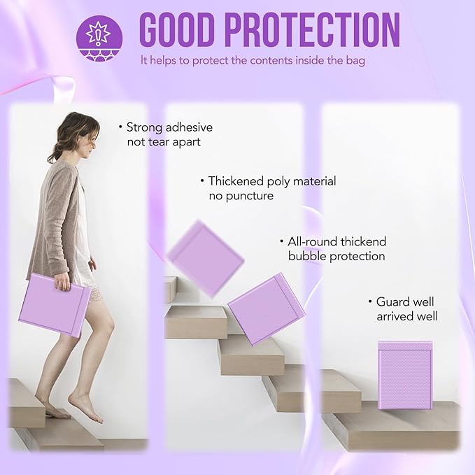 Fuxury Bubble Mailers 12x15" Lavender Purple Padded Envelopes 25 Pack Large Bubble Mailer Strong Adhesion Padded Mailer,Self-Seal Envelope for Mailing Small Business,Magazine, Clothing.