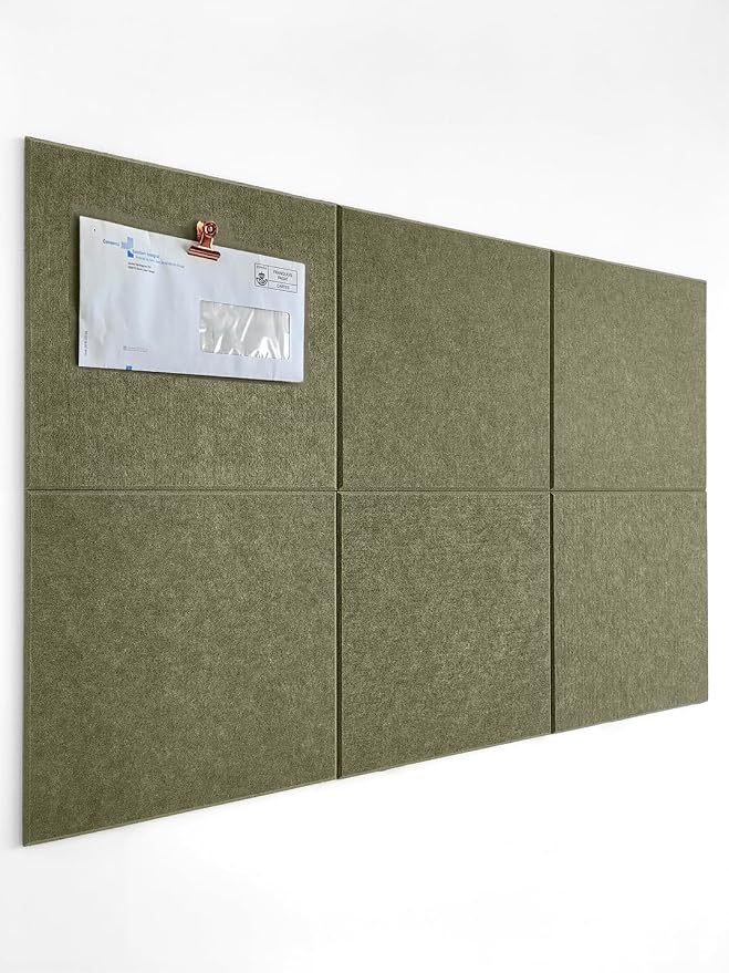 Cork Board 24 x36 Alternative - 6 Pack Felt Wall Tiles with Safe Removable Adhesive Tabs, Cork Boards for Walls Cork Board for Home Office Pin Board Tack Board - Olive