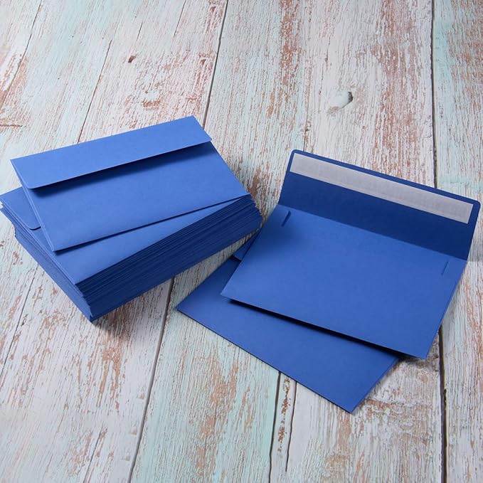 100 Pack A7 Envelopes Self-Adhesive, 5.24 x 7.21 Inches, Blue | 5x7 Envelopes For Invitations, 5x7 Greeting Cards