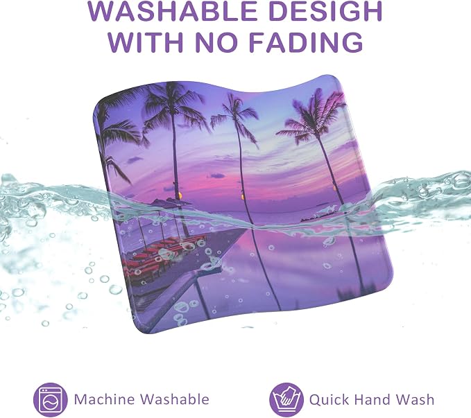 Mouse Pad with Stitched Edge, Multiple Patterns Computer Mouse Pads with Non-Slip Rubber Base, Washable Cloth Mousepad, for Gaming, Laptop, PC (Violet Dusk)