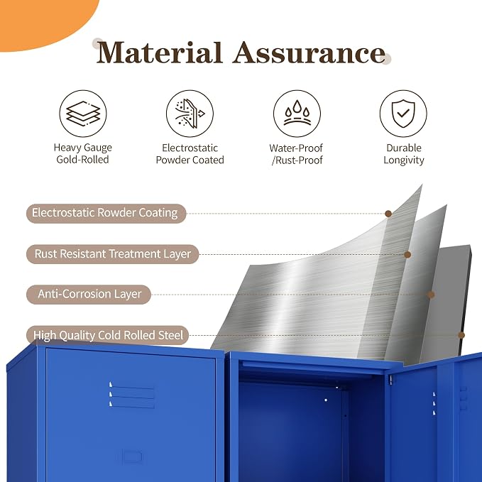 Metal Locker Storage Cabinets 59.06"H Navy Blue Locking File Cabinets Kitchen Food Pantry Cabinet with 2 Doors and Shelves for Dining Room, Living Room,Bathroom Office,Home,Garage, Gym, School