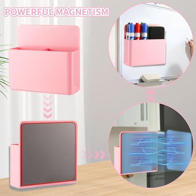 Camelmother 2Magnetic Marker Holder For Whiteboard Dry Erase Marker Holder For Office Refrigerator Fridge Classroom Must (Pink)
