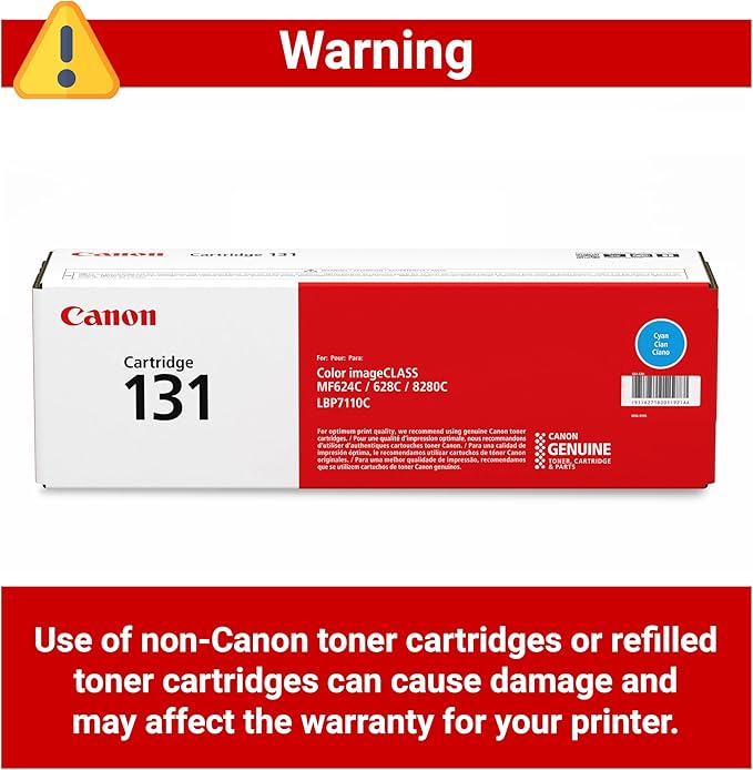 Canon Genuine 131 Cyan Toner Cartridge Compatible with MF620 Series, MF8280Cw, LBP7110Cw