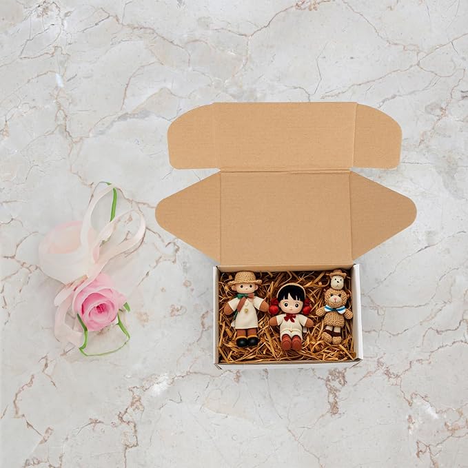 HORLIMER 6x4x3 inches Shipping Boxes Set of 75, White Corrugated Cardboard Box Literature Mailer
