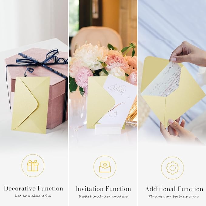 Shimmer Cream Envelopes 5.25 x 7.25 inches 100 PCS, 120 GSM Goefun A7 Euro Flap Envelopes with Gummed Seal for 5 x 7 Cards, Anniversaries, RSVP Invite, Wedding