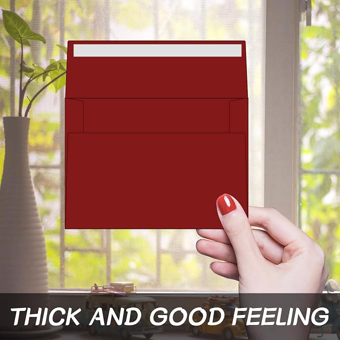 4x6 Envelopes For Invitation(50, Red, A6) | A6 envelope 4.75x6.5 inch,Envelopes for cards,Self Seal envelopes for weddings, greeting cards,baby shower,photos,birthday