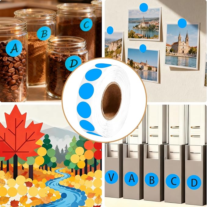 1000 Pcs Round Stickers 1 Inch Color Circle Dot Stickers Small Code Labels for Office Shop Yard Sale Home Classroom Marking (Blue, 1 inch)