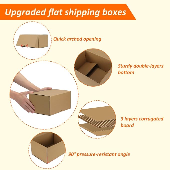 HORLIMER 10x7x5 inches Shipping Boxes Set of 20, Brown Corrugated Cardboard Box Literature Mailer