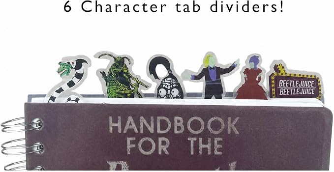 Beetlejuice Tab Journal Notebook, Spiral Bound, 144 Lined Pages, 8 x 7 inche | Spiral Notebook with 6 Tab Dividers, Vinyl Cover & Beetlejuice Artwork for Writing, Office School Supplies, Beetlejuice Merch