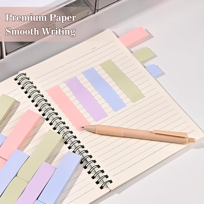 BAYTORY 6 Pads Pastel Index Tabs, 4 Colors Small Sticky Notes (3x0.7 in) | Self-Stick Note Pads, Easy to Post for School Office Notebook
