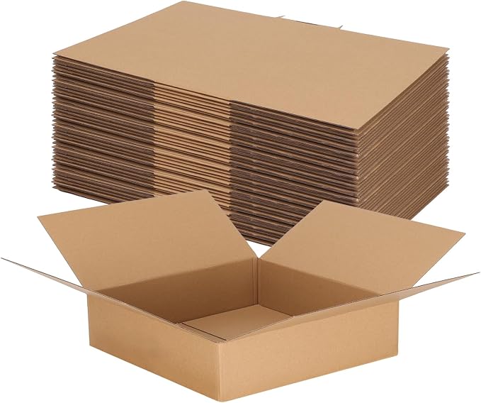 Rempry Brown 12x12x3 Shipping Boxes Set of 15, Corrugated Cardboard Box for Mailing, Packaging Small Business, Kraft Mailer Gift Boxes