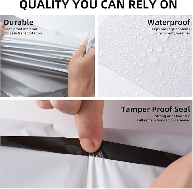 White Poly Mailers 12x15.5 in, Shipping Bags, 500 Pcs | Bulk poly mailers and shipping bags for clothes; mailing bags for packing shirts, hoodies, and apparel.