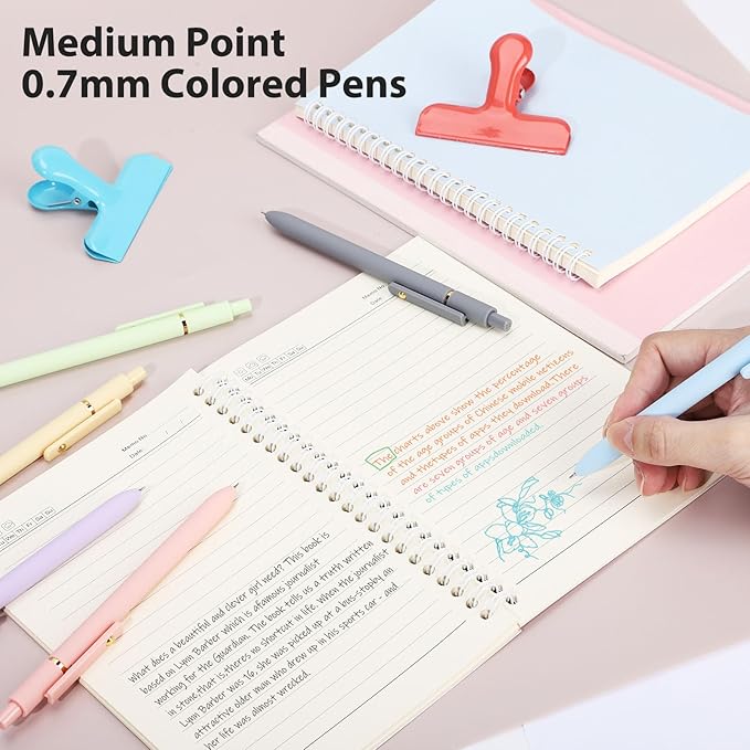 FIOVER Colored Gel Pens 12 Pack 0.7mm Medium Point Pens for Journaling | Quick-Dry Ink, Smooth Writing Colorful Pens for Note Taking, Doodling, Aesthetic Office School Supplies, Gifts for Women Men