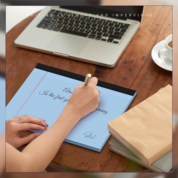 AILZFEI 3 Pack Wide Legal Pads 11" x 9.5" (Landscape Format) Blue College Ruled Note Pad Narrow Ruled 30 Sheets per Notepad Perforated Writing Paper with Thick Backboard Horizontal Pads of Paper