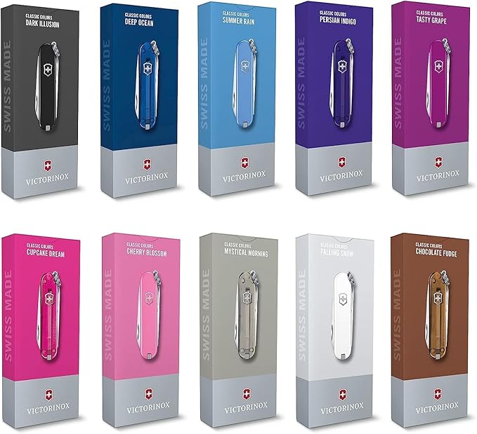 Victorinox Classic SD Swiss Army Knife, Compact, 7 Functions, Swiss Made Pocket Knife with Small Blade, Screwdriver and Key Ring - Cherry Blossom (Pink)