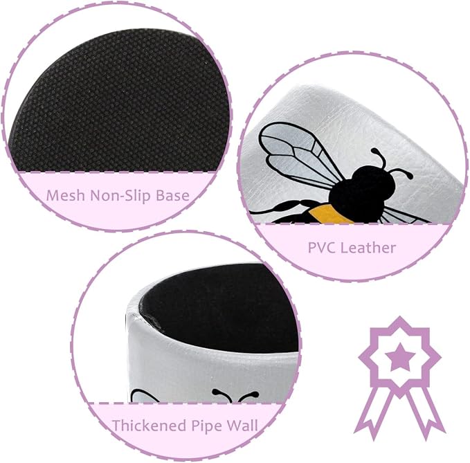 Leather Pen Holder for Desk, Cartoon Bee Pencil Cup Pen Organizer Makeup Brush Holder for Office Home Kids Countertop Desk Accessory Storage