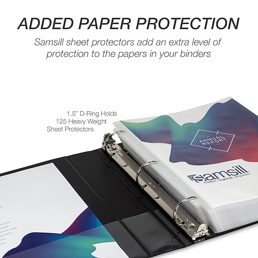 Samsill Durable 2 inch 3 Ring Binder, D Ring Binder, 100% Recycled Chipboard, Basic Assortment, 4 Pack