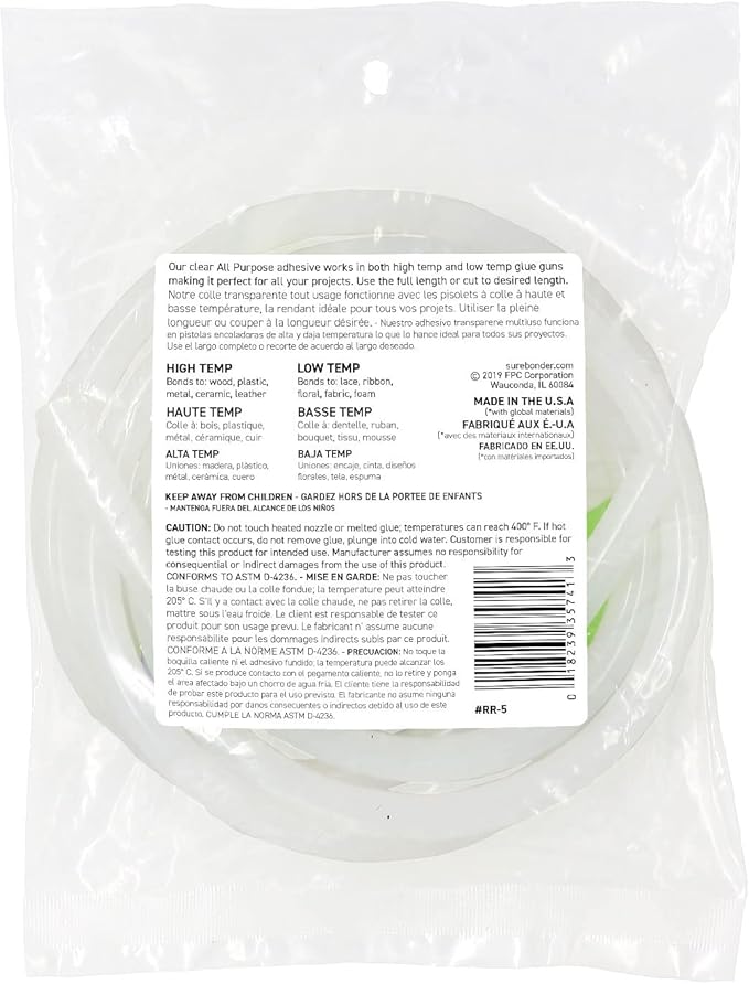 Surebonder Full-Size Hot Glue Stick Roll, Clear, 5 Ft Length, 0.43 Inch Diameter - Uninterrupted Gluing, All Purpose for Crafting and DIY, Clear