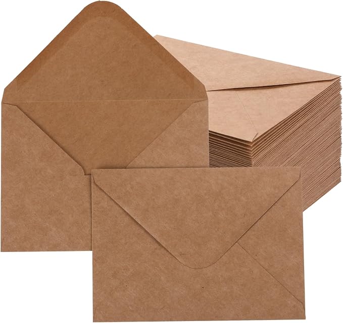 50 Count 4x6 Envelopes,Contour Flap A4 Envelopes for Back to School,Wedding Birthday Baby Shower,Perfect for RSVP Card Photos Postcard Mailing 120gsm (Kraft)