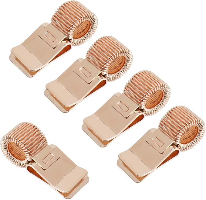 T Tulead 5PCS Pen Clipboard Holders Adjustable Pencil Clips for Notebook | Rose Golden Spring Loop Pencil Pen Clip, Fit Clip Less Than 2mm Board, Decorative Metal Pencil Holder Clip Organizer