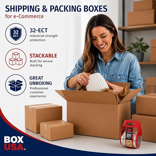 BOX USA Moving Boxes Holds 65lbs, 22"L x 17"W x 12"H (10-Pack) Large - Corrugated Cardboard Box for Shipping, Mailing, Packing, Packaging and Storage