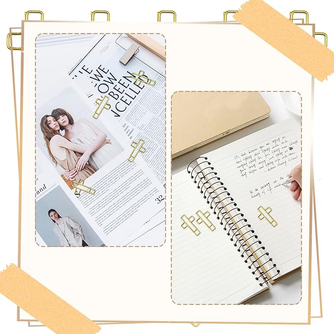 50 PCS Gold Cross Paper Clips Bible Paper Clips - Versatile Bible Study Supplies for Christian Office and Home, Also Great as Journaling Papers Clip and Bookmarks