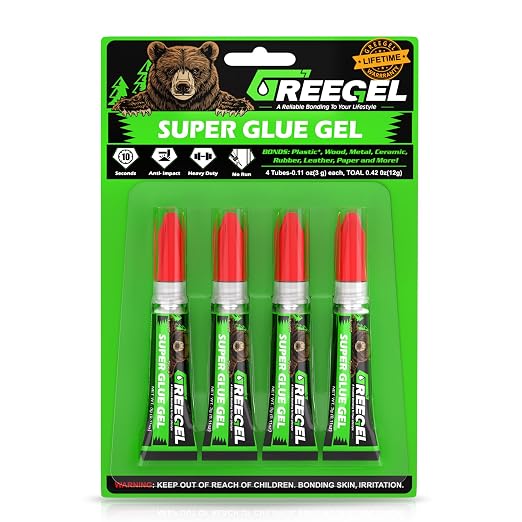Super Glue Gel for Plastic, Shoes, Ceramic, Wood, CA Glue 3G x 4 | All Purpose Superglue Clear Instant Cyanoacrylate Adhesive Single Use Glue for Quick Fixes & Household Repairs