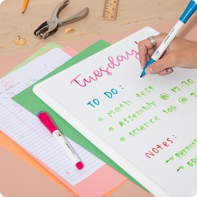 U Brands Dry Erase Markers Medium Tip Set, 21 Pack, Assorted Colors, Whiteboard Pens with Medium Point and Built In Eraser Caps, Low Odor Ink, Dry Erase Markers For Classroom, Office, Or Home