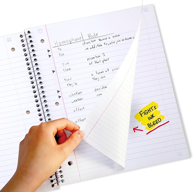 Five Star Spiral Notebook + Study App, 4 Pack, 1 Subject, Wide Ruled Paper, 8" x 10-1/2", 100 Sheets, Fights Ink Bleed, Water Resistant Cover, Purple, Pink, Gray and Blue (930105-ECM)