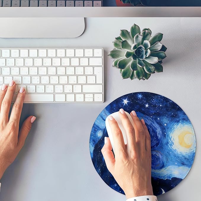 Round Mouse pad, high-end Texture, Sewn Edge Design, Anti-Slip Rubber Base. 8.6 x 8.6 inches (Star Vortex)