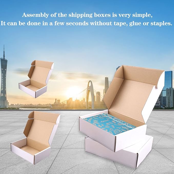 12"x9"x4"Shipping Boxes,20Pcs White Corrugated Cardboard Boxes. | Come with 20 Thank You Stickers,Suitable E-Commerce Packaging, Shipping Packaging etc.