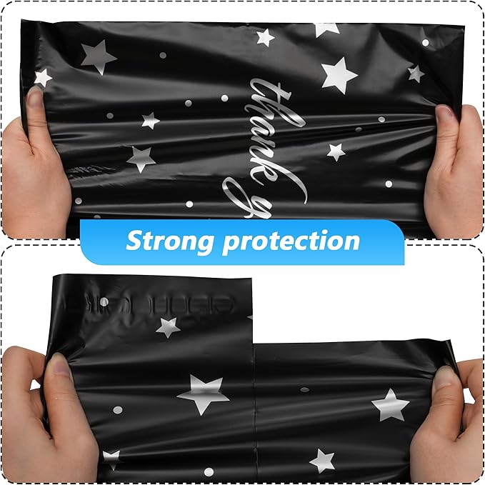 Thank You Poly Mailer 10x13 Inch 25 Pcs, Waterproof and Tear-Resistant Shipping Bags for Clothing, Strong Mailing Bags with Self-Seal, Stars Printed Packaging Bags for Small Business