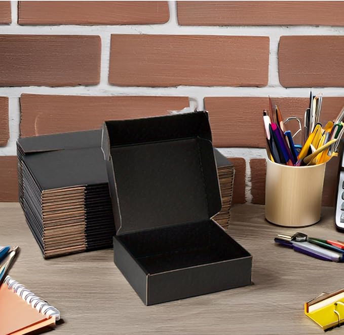 Small Shipping Boxes 7x5x2 Inches – Black Corrugated Cardboard Boxes (20-Pack) for Mailing, Packing, Small Business & Gift Packaging - Recyclable & Sturdy