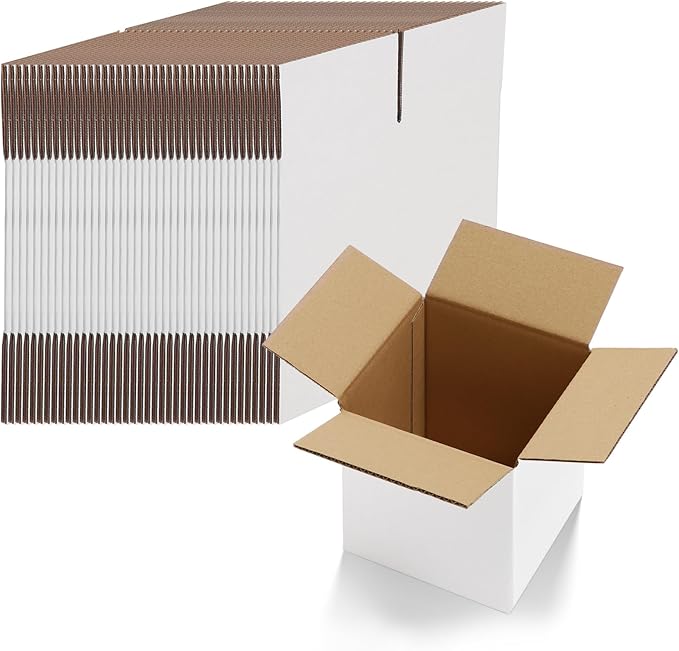HORLIMER 40 Pack 6x6x6 Shipping Boxes, White Corrugated Cardboard Box for Mailing, Packaging, Small Business