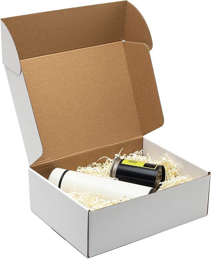 Timirog White Shipping Boxes 12x9x4" 20 Pack- Corrugated Cardboard Mailing Box for Small Business, Tab Locking Literature Mailer Packaging Supplies for Packing Gifts Craft | Mailing Box for Small Business, Tab Locking Literature Mailer Packaging Suppli...