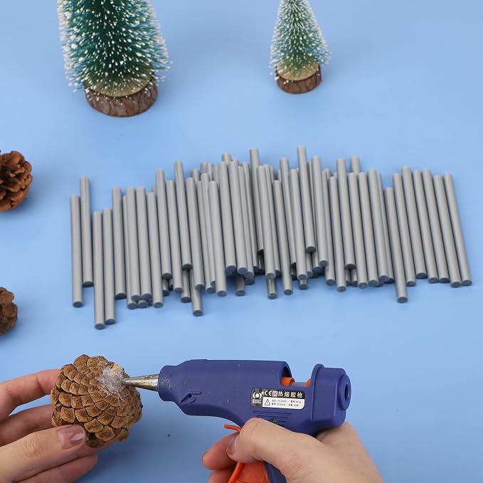 Metallic Silver Hot Glue Sticks Mini, 72pcs 3.93 x 0.27 in Mini Hot Glue Melt Sticks, Small Adhesive Glue Sticks for Wax Sealing Stamp DIY Art Crafts Decoration Card