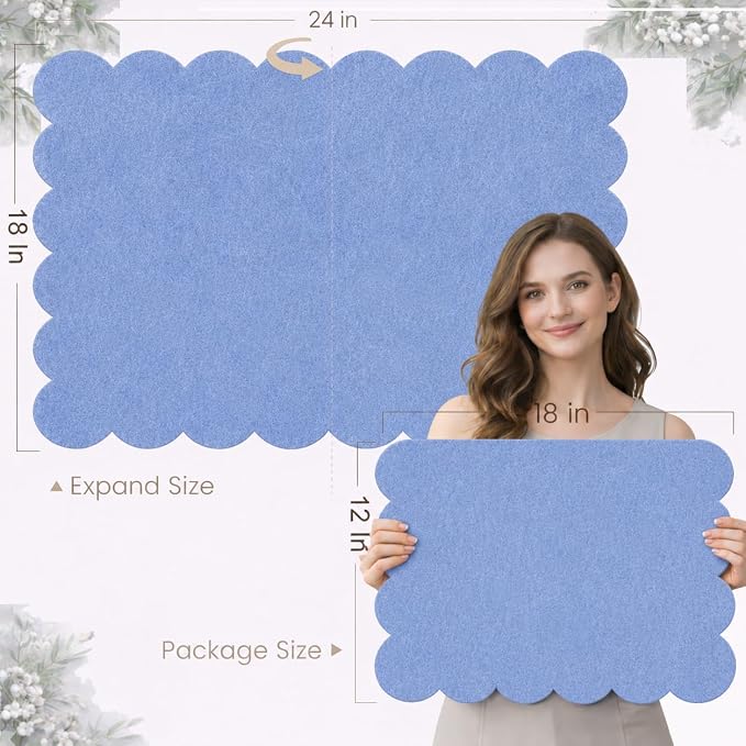 Scalloped Felt Bulletin Board 24 x 18 Inches (Blue Gray) | , Cute Decorative Pin Board for Dorm Room Decor, Small Vision Board & Photo Display for Bedroom or Study